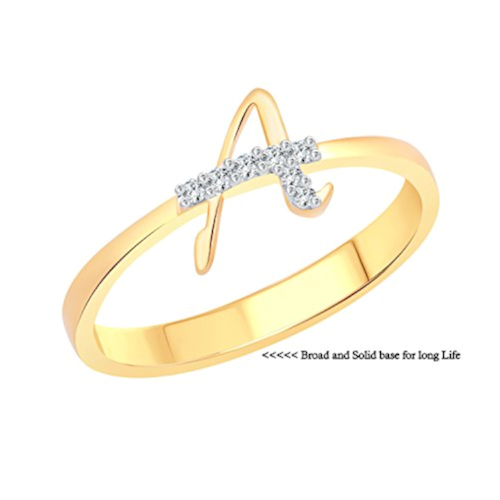 Women's Initial 'A' Letter CZ Rhodium Plated Alloy Ring, Personalised Gift